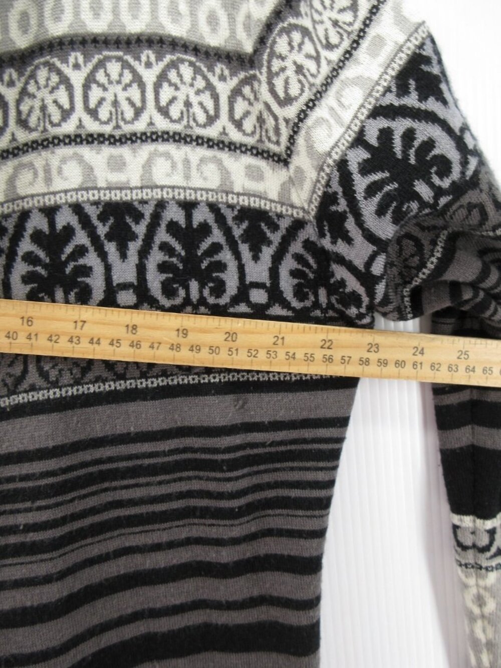 Icelandic Design Sweater Large Wool Open Cardigan Shawl Fair Isle * - Picture 7 of 12